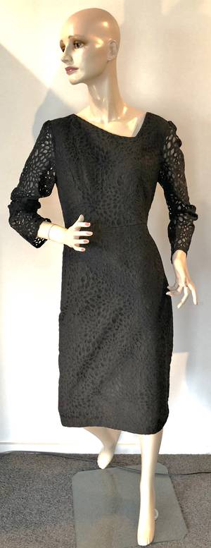 Black lace dress with long sleeves - size 14 only